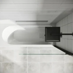 Drench Straight Single Ended Curved Bath & Matt Black Shower Screen
