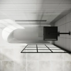 Drench Straight Single Ended Curved Bath & Matt Black Shower Screen