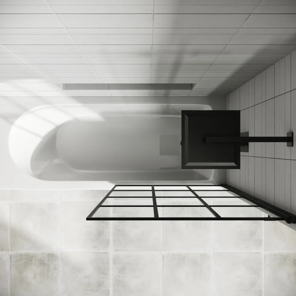 Drench Straight Single Ended Curved Bath & Matt Black Shower Screen