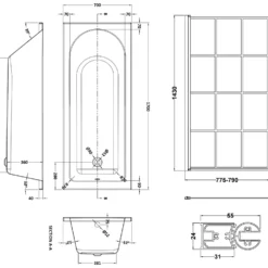 Drench Straight Single Ended Curved Bath & Matt Black Shower Screen