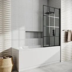 Drench Straight Single Ended Curved Bath & Matt Black Shower Screen