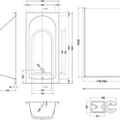 Drench Straight Single Ended Curved Bath & Shower Screen