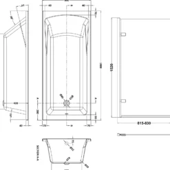 Drench Straight Single Ended Square Bath & Brushed Brass Shower Screen