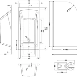 Drench Straight Single Ended Square Bath & Shower Screen
