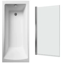 Drench Straight Single Ended Square Bath & Shower Screen