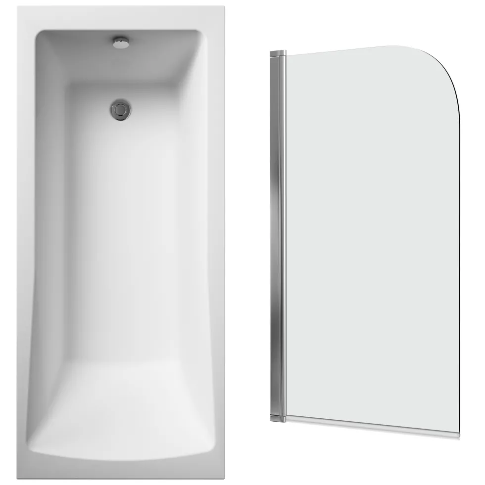 Drench Straight Single Ended Square Bath & Shower Screen