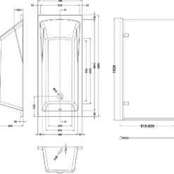 Drench Straight Single Ended Square Bath & Shower Screen