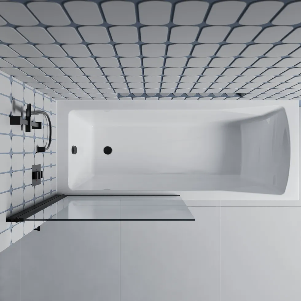Drench Straight Single Ended Square Bath & Shower Screen