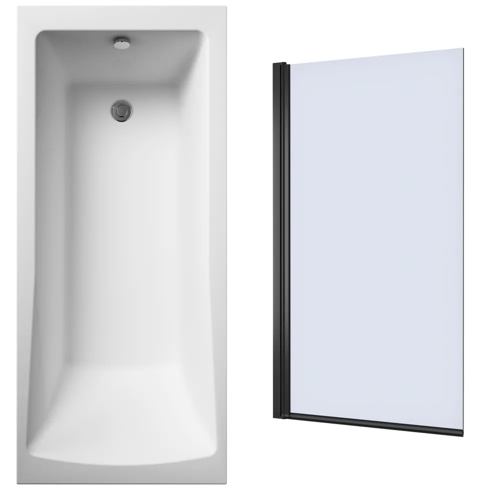 Drench Straight Single Ended Square Bath & Shower Screen