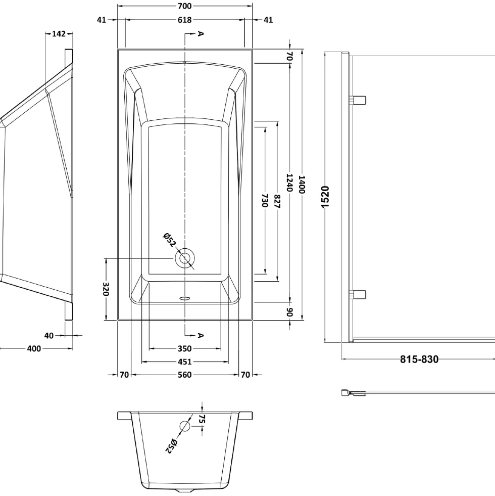 Drench Straight Single Ended Square Bath & Shower Screen