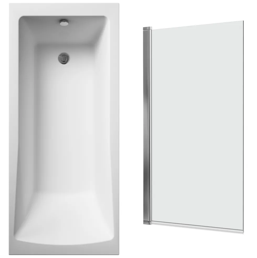 Drench Straight Single Ended Square Bath & Shower Screen