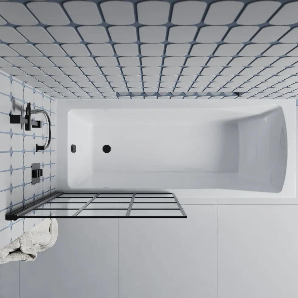 Drench Straight Single Ended Square Bath & Shower Screen
