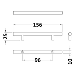 Drench T Bar Furniture Handle - 96mm Centres