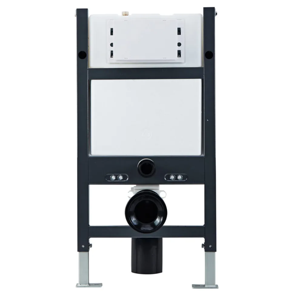 Drench Under Window Wall Hung Toilet Frame, Pneumatic Concealed Cistern & Dual Flush Plate with Angular Buttons