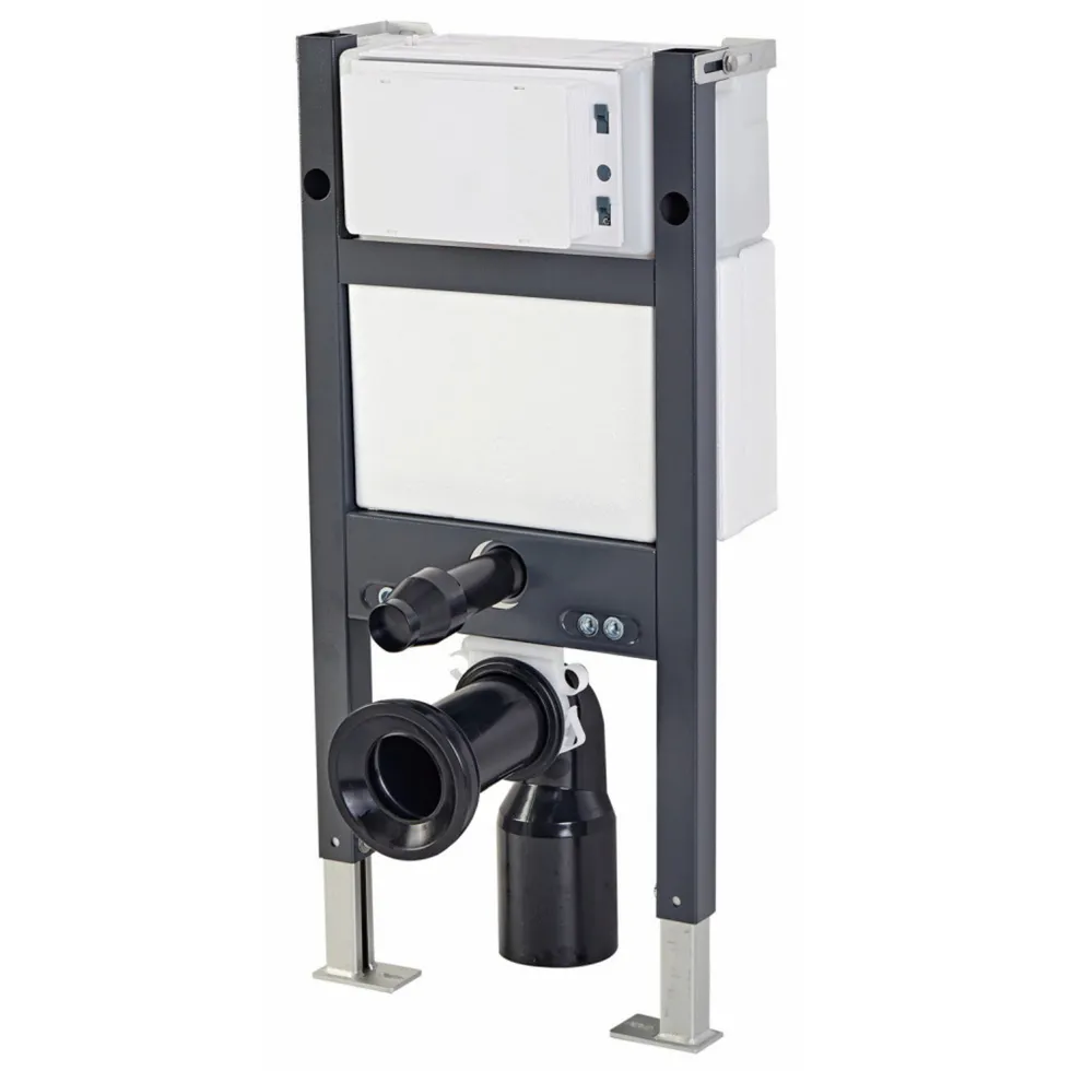 Drench Under Window Wall Hung Toilet Frame, Pneumatic Concealed Cistern & Dual Flush Plate with Angular Buttons