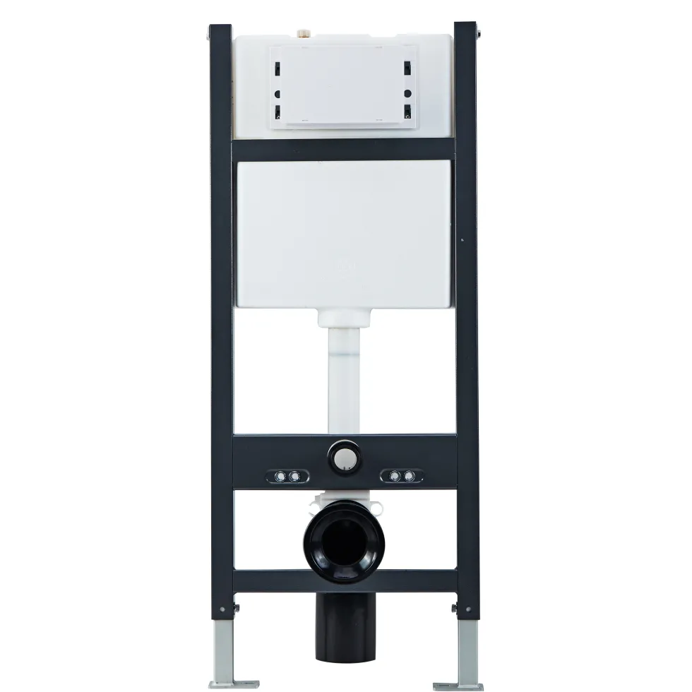 Drench Wall Hung Toilet Frame, Pneumatic Concealed Cistern & Dual Flush Plate with Angular Buttons