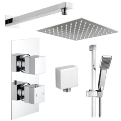 Drew Square Concealed Shower Valve with Fixed Head & Slide Rail Kit