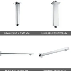 Drew Square Concealed Shower Valve with Fixed Head & Slide Rail Kit