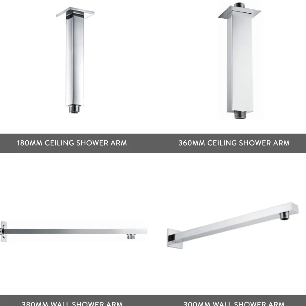 Drew Square Concealed Shower Valve with Fixed Head & Slide Rail Kit