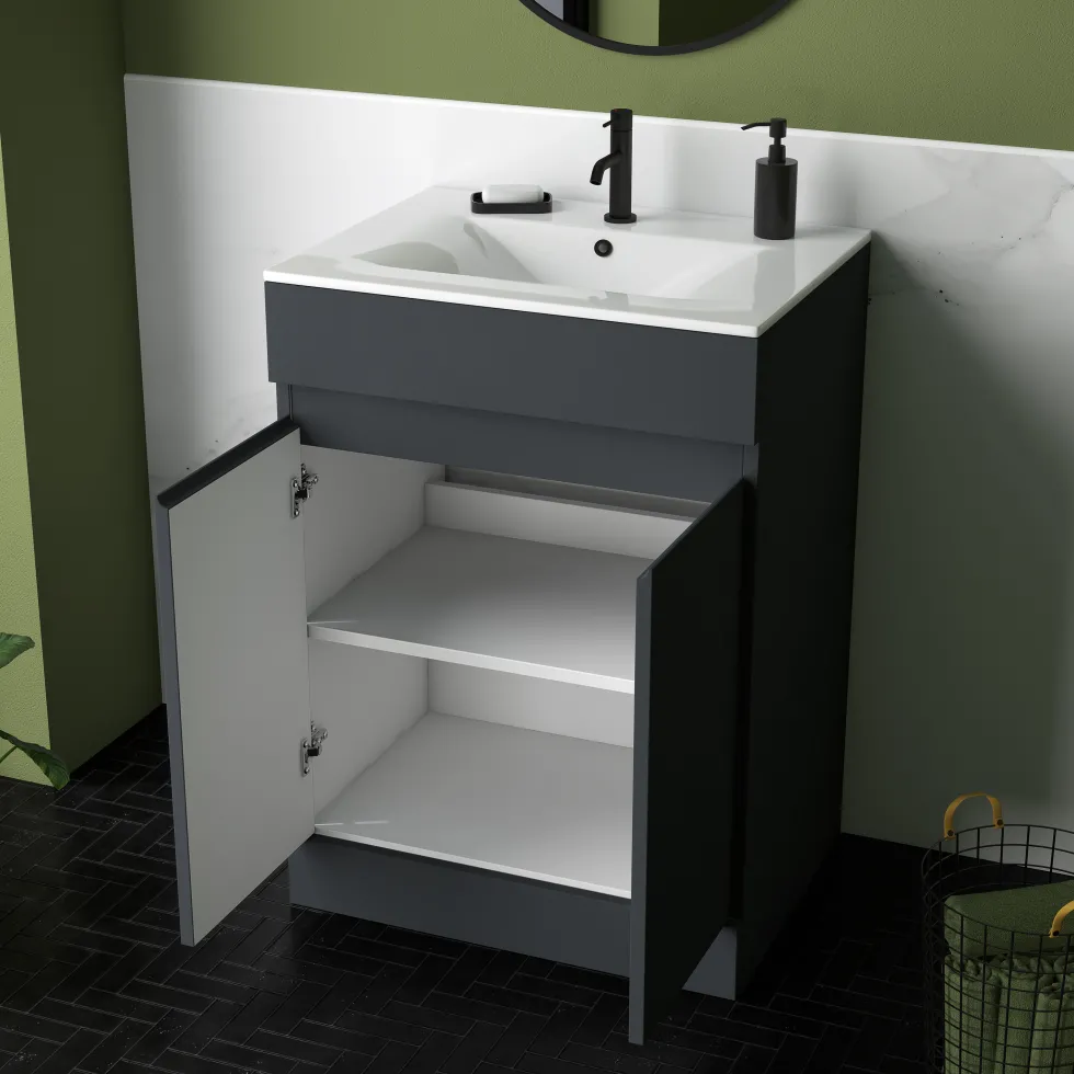 Dylan Complete Matt Black Bathroom Suite with 1700mm L Shaped Shower Bath & Rimless Toilet