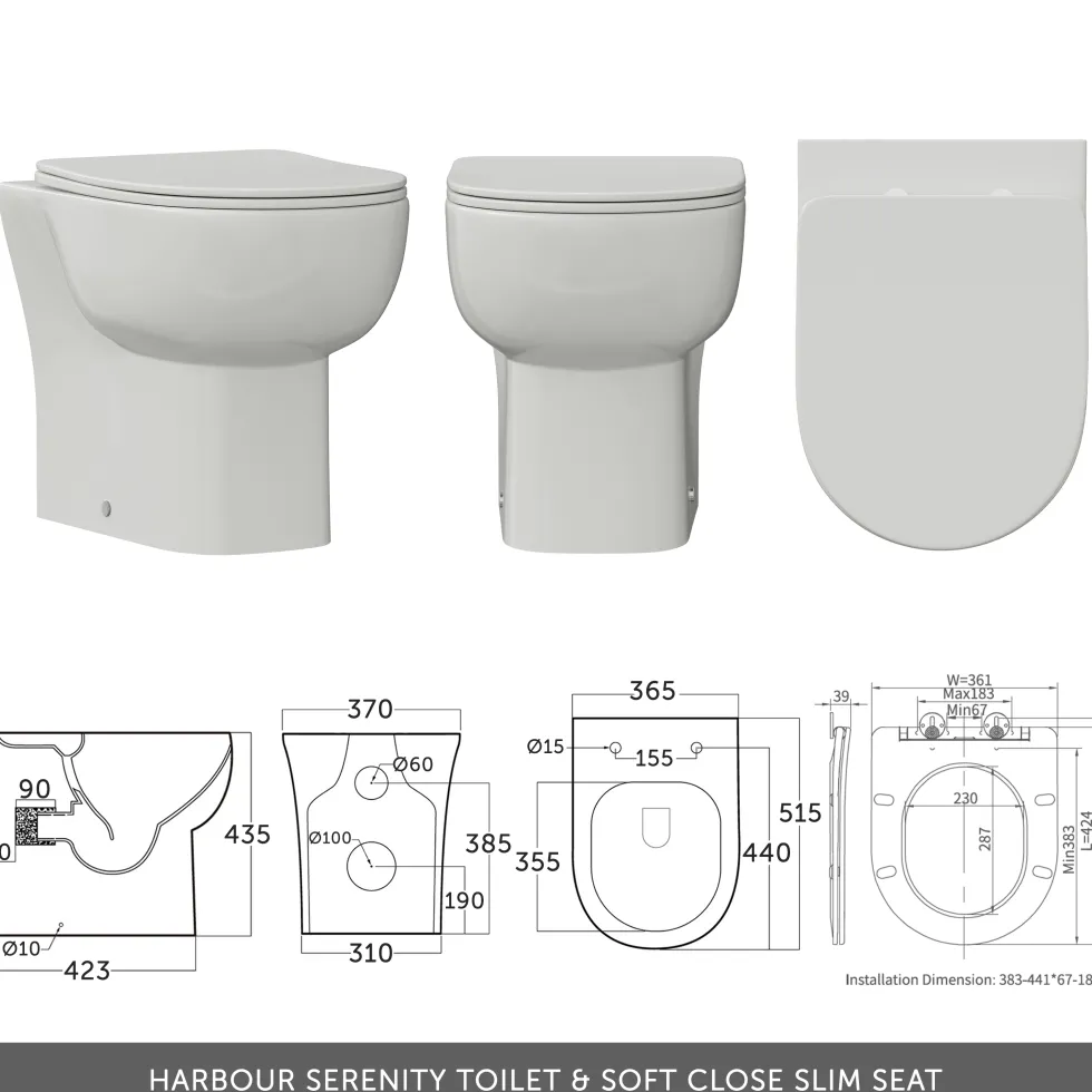 Dylan 1100mm Combination Basin & Toilet Unit - Anthracite