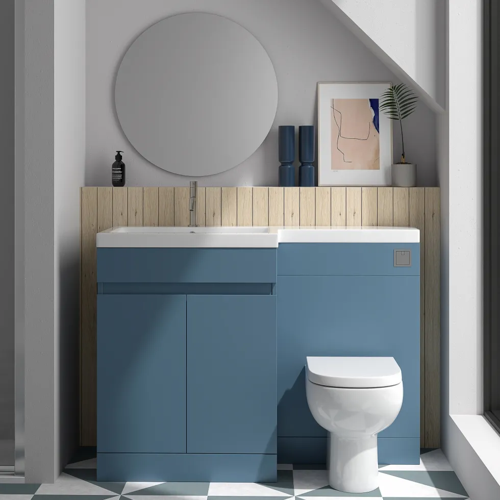 Dylan 1100mm Combination Basin & Toilet Unit - Blue