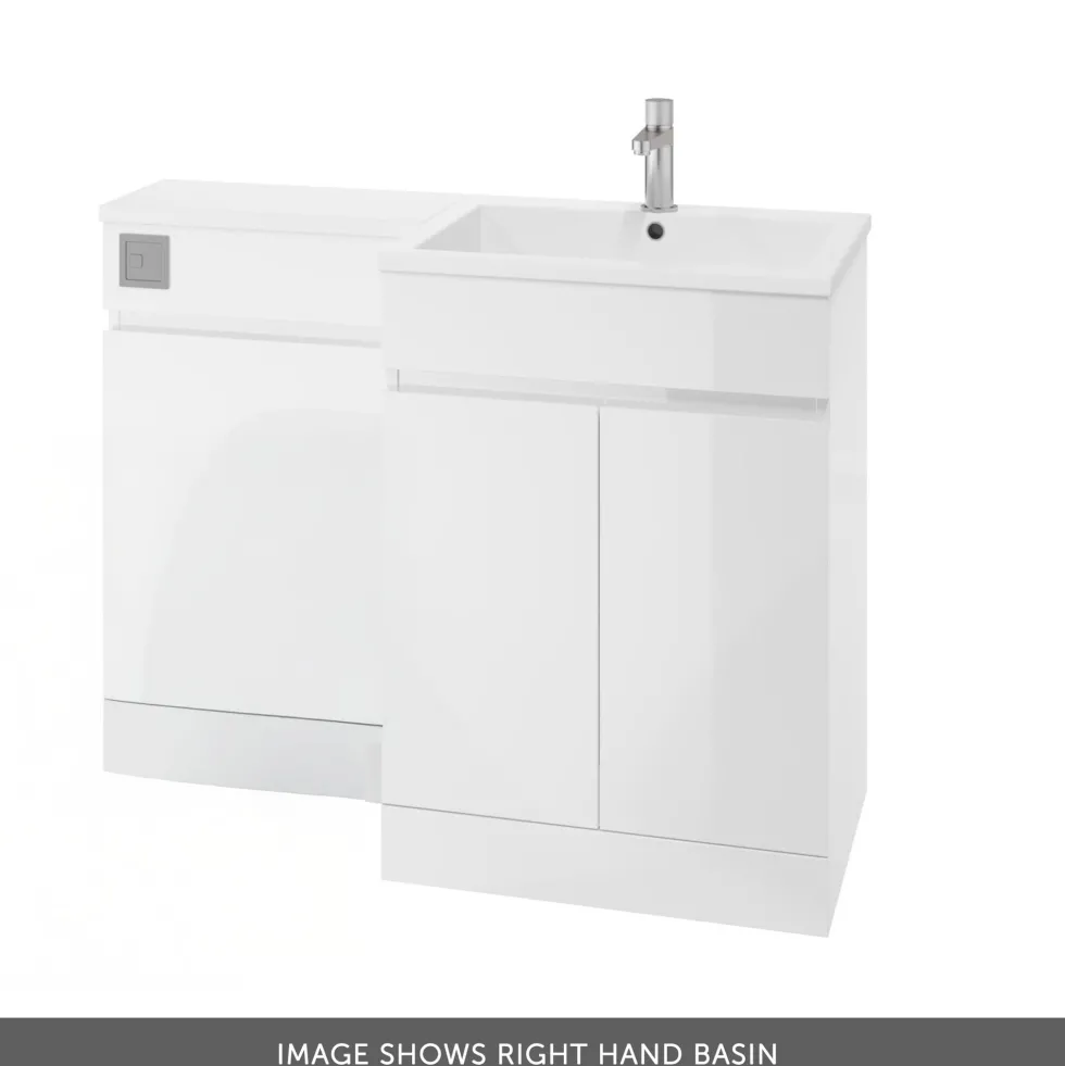 Dylan Waterproof 1100mm Combination Basin & Toilet Unit - Gloss White