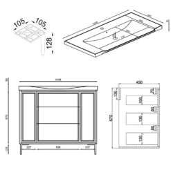 Elara 1000mm Floorstanding Stone Fluted Vanity Unit & Basin with Leg Set