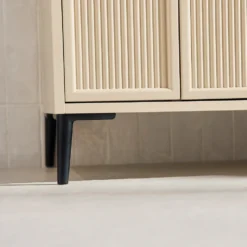 Elara 1000mm Floorstanding Stone Fluted Vanity Unit & Basin with Leg Set