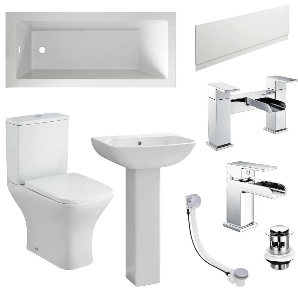 Emily Complete Bathroom Suite with Reinforced Bath & Rimless Toilet