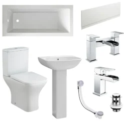 Emily Complete Bathroom Suite with Reinforced Bath & Rimless Toilet