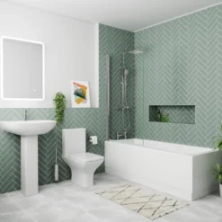 Emily Complete Bathroom Suite with Shower Bath & Rimless Toilet