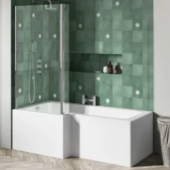 Emily Complete Modern Bathroom Suite with 1700mm L Shaped Shower Bath & Rimless Toilet