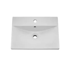 Emily Gloss White Floorstanding 2 Door Vanity Unit, Thin-Edged Basin, Brushed Brass Handles & Overflow