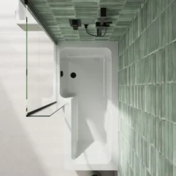 Emily Matt Black Shower Bath Suite with 1700mm L Shaped Bath & Rimless Toilet