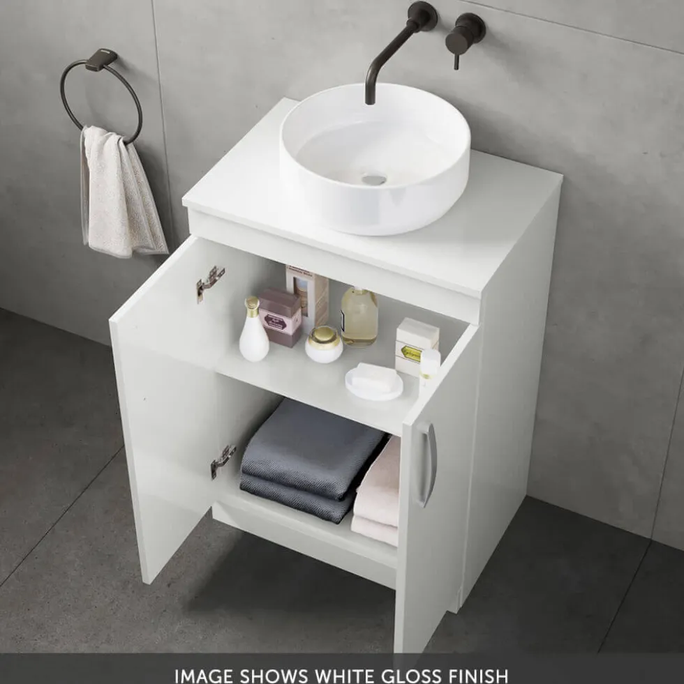 Emily 1000mm Combination Bathroom Toilet & 2 Door Sink Unit - Gloss White