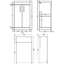 Emily 1000mm Combination Bathroom Toilet & 2 Door Sink Unit - Gloss White