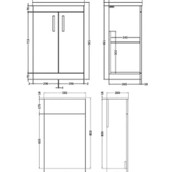 Emily 1100mm Combination Bathroom Toilet & 2 Door Sink Unit - Hacienda Black