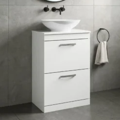 Emily 600mm Floorstanding 2 Drawer Vanity Unit and Countertop