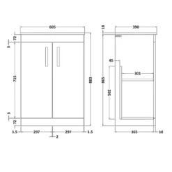 Emily 600mm Floorstanding Vanity Unit & Basin Options