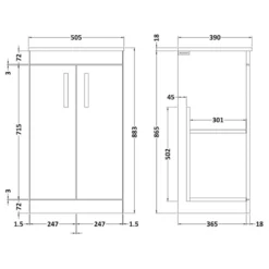Emily 500mm Floorstanding Vanity Unit & Countertop