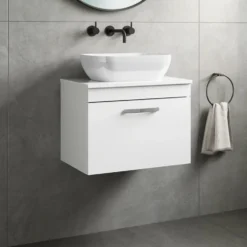 Emily 600mm Wall Mounted 1 Drawer Vanity Unit and Countertop