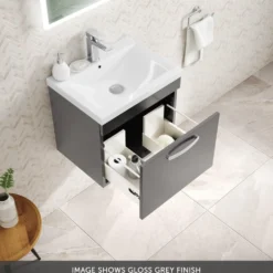 Emily 500mm Wall Mounted 1 Drawer Vanity Unit & Basin Options