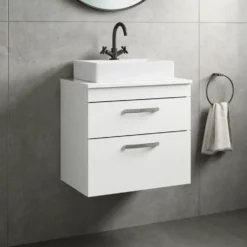 Emily 600mm Wall Mounted 2 Drawer Vanity Unit & Basin Options
