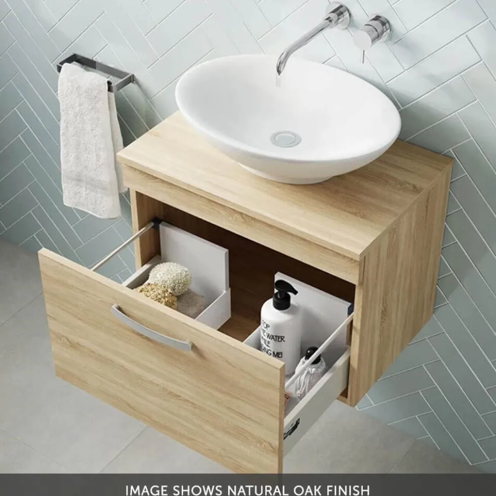 Emily 600mm Wall Mounted 1 Drawer Vanity Unit & Basin Options