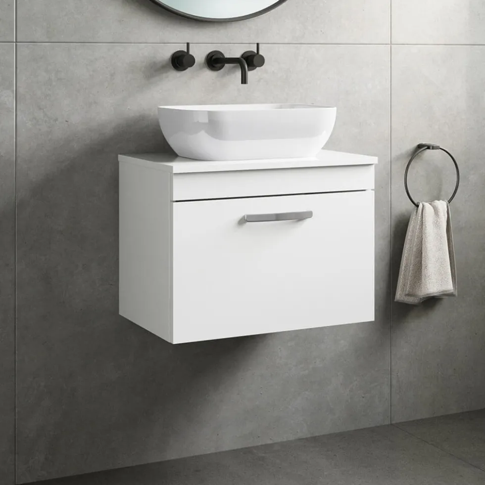 Emily 600mm Wall Mounted 1 Drawer Vanity Unit & Basin Options