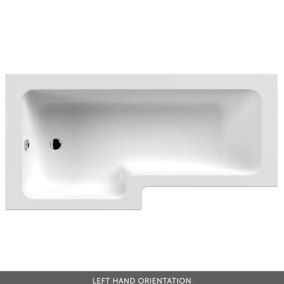 Emily Modern Shower Bath Suite with 1700mm L Shaped Bath & Rimless Toilet