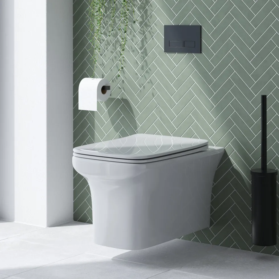 Emily Rimless Compact Wall Hung Toilet & Slimline Soft Close Seat