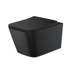 Emily Rimless Square Wall Hung Toilet & Slim Soft Close Seat - Matt Black