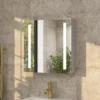 Erin Aluminium Double Door LED Bathroom Mirror Cabinet with Demister Pad & Shaver Socket - 600 x 600mm